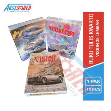 Buku Tulis Sekolah Vision [Isi 38 Lembar/10 Buku/1 Pack] / Buku Sekolah 1 Pak Setara Sidu / Alat Tul