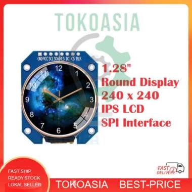 Round Display 1.28 Inch Round LCD Display Module, 240×240 Resolution, IPS Panel, SPI Interface, Squa