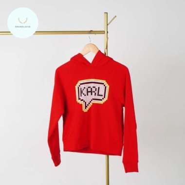 Karl Lagerfeld Pixel Hoodie Red M