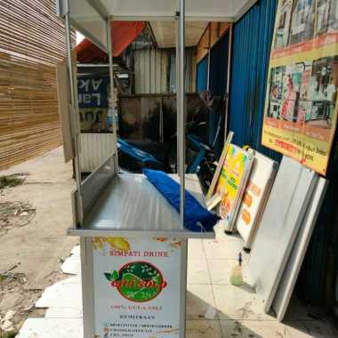 Booth Portable Meja Lipat Rombong ukuran 100x60 dilengkapi Atap Datar untuk jualan es teh minuman da