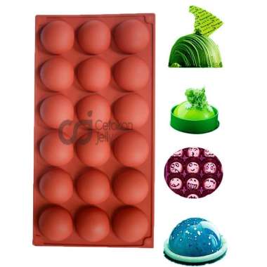 Cetakan Jelly Cetakan Silikon Jelly Puding Coklat Craft Setengah Lingkaran Half Ball Dome 18 Cavity