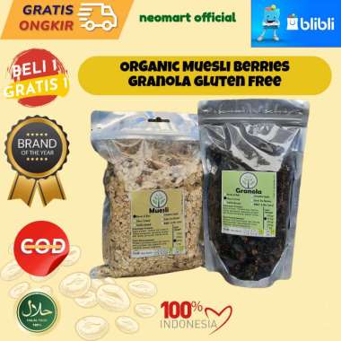 Paket Praktis! Muesli 500gr+Granola 250 gram. Sereal Sarapan Sehat. Oat, kismis, almond, Paket Sarap