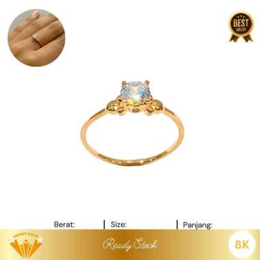 Cincin Emas Kadar 8K Model Solitaire Cat Eye Family Gold 0.99gr R13
