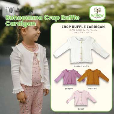 Kardigan Anak - Bohopanna Crop Ruffle Cardigan 4Y Mustard