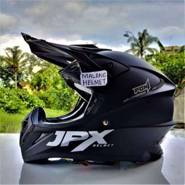Helm Cross JPX Solid Black Doff Ongkir Termurah 2kg M Helm + 100%
