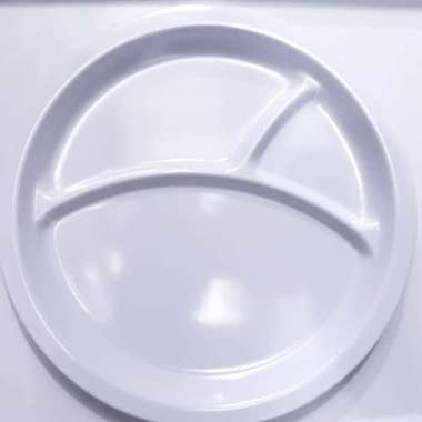 Piring Onyx Sekat 3 | Piring Makan Sekat Katering Melamin Piring Putih