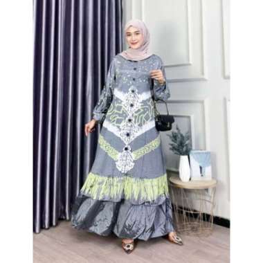 Gamis Silk Silania Gamis Soft Pastel Kancing Depan Bawah Rempel Susun kode f