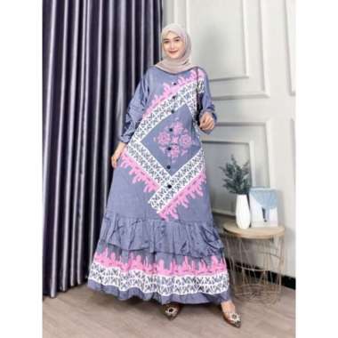 Gamis Silk Silania Gamis Soft Pastel Kancing Depan Bawah Rempel Susun kode d