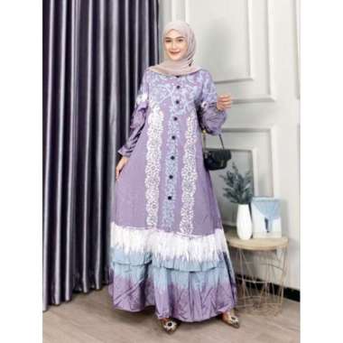Gamis Silk Silania Gamis Soft Pastel Kancing Depan Bawah Rempel Susun kode c