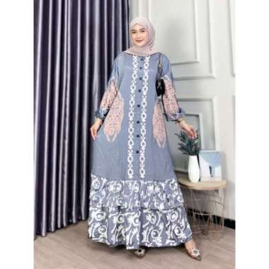 Gamis Silk Silania Gamis Soft Pastel Kancing Depan Bawah Rempel Susun kode e