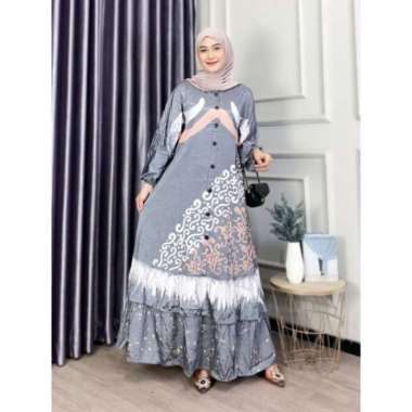 Gamis Silk Silania Gamis Soft Pastel Kancing Depan Bawah Rempel Susun kode g