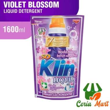 Deterjen Cair So Klin Liquid Detergent Violet Pouch 1600 ml