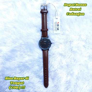 Jam Tangan Merek VIral Jam Tangan Kasual Wanita Tali Kulit Jam Tangan Kuarsa Jam Tangan Tipis Minima