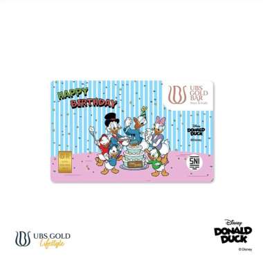 UBS Logam Mulia Disney Donald Duck Happy Birthday Gift Emas Asli