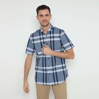 Platini Kemeja Kotak-Kotak Pria Lengan Pendek Dark Blue 73481 S