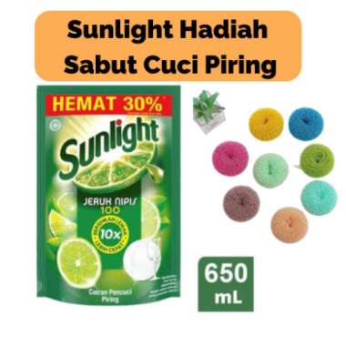 Sunlight Refill 650 ml + Hadiah Sabut Cuci Piring