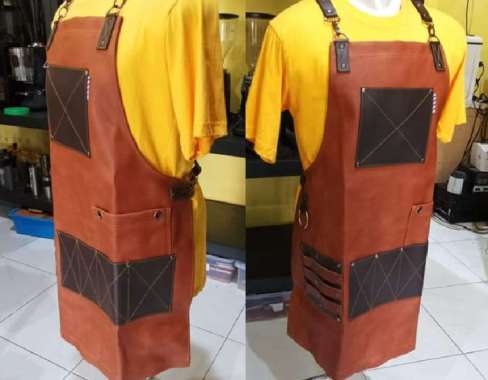 Apron Kulit Sintetis Barista Cafe Coffee Shop Celemek Bartender Chef