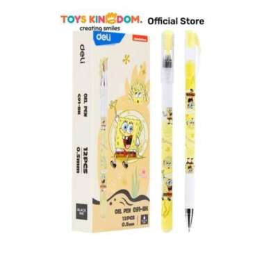 Toys Kingdom Deli 0.5 mm Pulpen Gel Hitam Spongebob Eg91-Bk