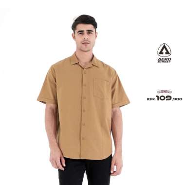 Aerostreet Kemeja Linen Look Savero Brown Man QHAAA L