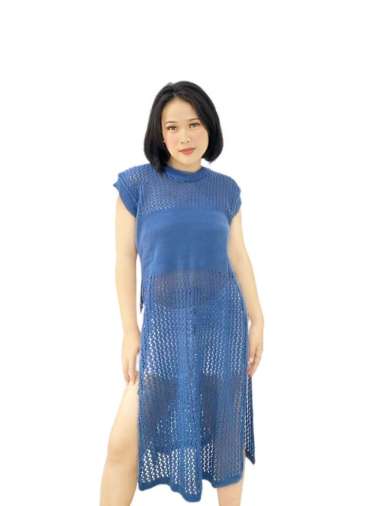 RUBY TUNIK JARING RAJUT / RUBI TUNIK RAJUT BELAH SAMPING - Hitam Denim