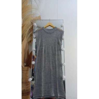 RUBY TUNIK JARING RAJUT / RUBI TUNIK RAJUT BELAH SAMPING - Hitam Abu