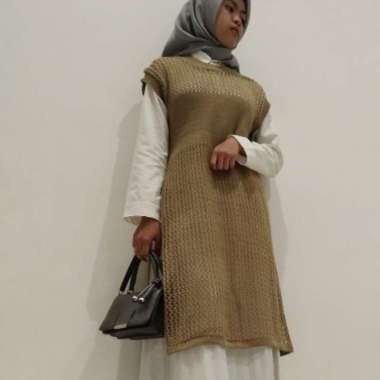 RUBY TUNIK JARING RAJUT / RUBI TUNIK RAJUT BELAH SAMPING - Hitam Mocca