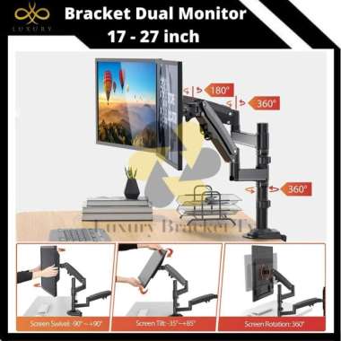 Bracket monitor 13-27 inch jepit meja dual monitor Arm Full Motions