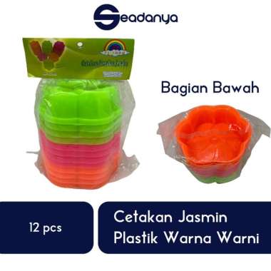 Cetakan Bolu Kukus Plastik bentuk jasmine jumbo Semua Warna 12pcs - Cetakan Puding/Kue Basah/Putu Ay