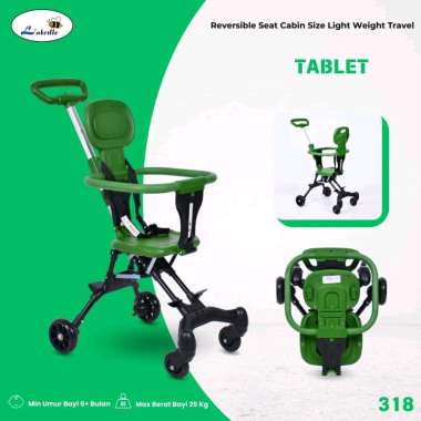 Labeille 318 Stroller Tablet Reversible Cabin Size Kereta Dorong Bayi hijau
