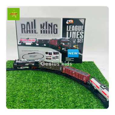Mainan anak kereta api rel baterai besar - mainan rail king rel kereta api Rail King 18pcs