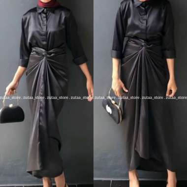 ROK LILIT INSTAN SATIN SILK Hitam