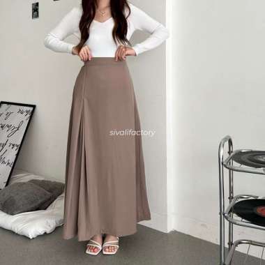 SIVALI Bailey Skirt 8862 | Polyester Skirt Anti Kusut - Midi Maxi Korean Loose Skirt - Rok Wanita Kh