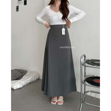 SIVALI Bailey Skirt 8862 | Polyester Skirt Anti Kusut - Midi Maxi Korean Loose Skirt - Rok Wanita Da