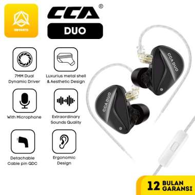 CCA DUO with Mic Dual Dynamic Driver Earphone Stereo Resin Metal Headset