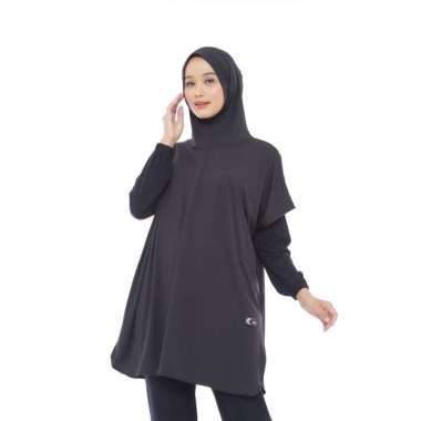 KANZATA - Outer Hijab Sport Kerudung Olahraga Lari Syari Menutup Dada Sporty Hitam Panjang Muslim Ho