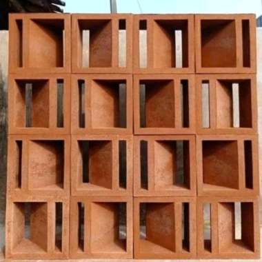 Roster beton/Loster minimalis 2 muka motif Nako 2 lubang merah
