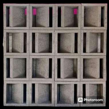 Roster beton/Loster minimalis 2 muka motif Nako 2 lubang abu abu