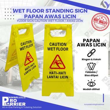 Papan Awas Licin / Hati-Hati Licin / Caution Wet Floor Sign Signage / Papan Peringatan Lantai Basah