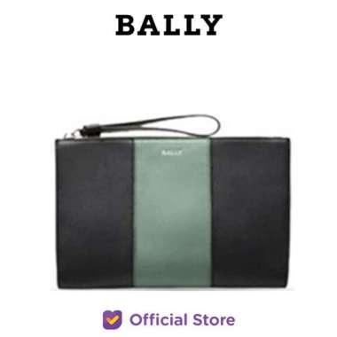 BALLY Haig Leather Clutch - Black/Green