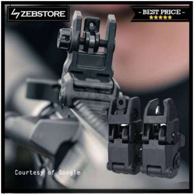 Tactical Folding Flip Up Reliable Gear Front And Rear Back Up Sight Set ABS M16 HK416 MP5 416
