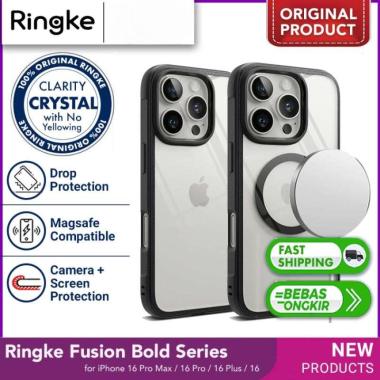 Ringke Fusion Bold Case iPhone 16 Pro Max / 16 Pro / 16 Plus Clear Magsafe iPhone 16 Pro Max Bold Bl