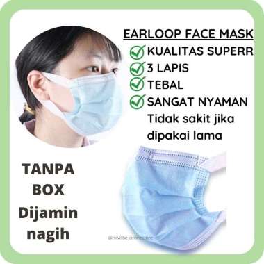 HWLB MASKER DUCKBILL GARIS IMPORT TERBARU isi 50PCS 3D | FACE MASK earloop disposable 3ply BIRU TALI