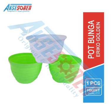 Aksesoren Pot Tanaman Bunga Eriko Golden Honey Bee [1 Pcs] / Wadah Tanaman Plastik Uk Kecil Hijau - 