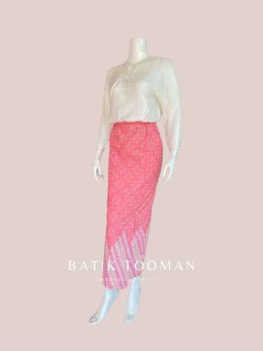KEJORA Rok Batik Warna Soft Pink Pastel Model Span Instan Resleting Bahan Katun Halus M