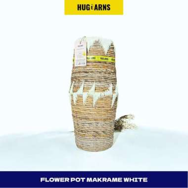 HUGeARNS - Pot Anyaman Bunga Makrame Putih / Guci Anyaman Pelepah Pisang / Vas Bunga Pelepah Pisang