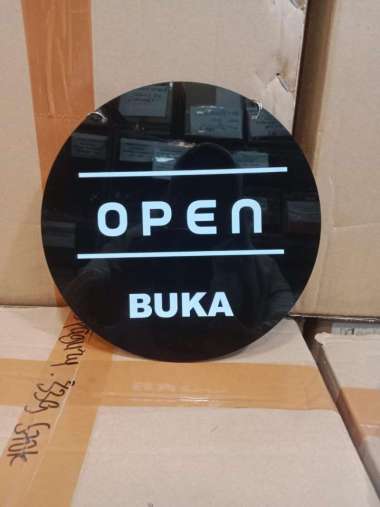 ACRYLIC SIGNAGE OPEN CLOSE/AKRILIK OPEN CLOSE BULAT Hitam