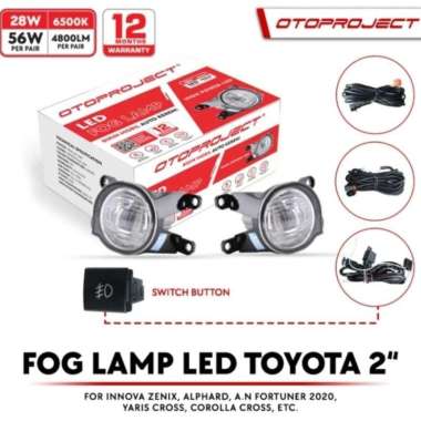 OTOPROJECT Paket Fog Lamp + Cover Innova Zenix Led 2 inch 28 Watt