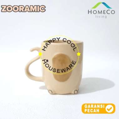 HOMECO 1pcs Mug Elephant Keramik 11oz Collection Gelas Minum Gajah Mug Gagang 320ml Gajah Cream
