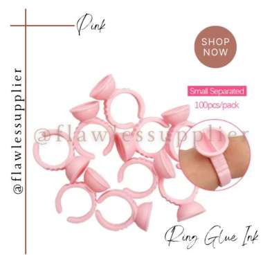 [PINK] Ring Glue Tempat Lem Untuk Sulam Alis Eyelash Extension / Cincin Tinta Sulam Lem Eyelash Exte