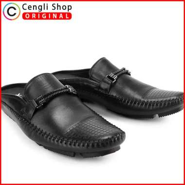 PLAYBOY SEPATU SANDAL KASUAL PRIA ORIGINAL KULIT ASLI ORI SENDAL SLIP ON SLOP SELOP CASUAL HITAM BLA